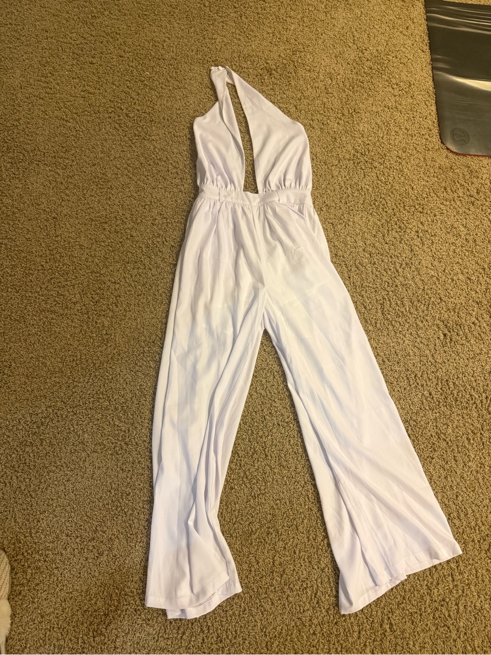 Commense White Halter Wide-Leg Jumpsuit